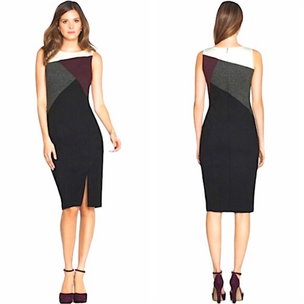 Whbm Size 8 Asymmetric Colorblock Sheath Dress